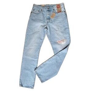 NEW Levi's Women's 501 Original Fit Jeans Light Blue Floral Sixe 28 X 30